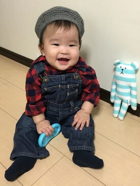 「babygap」｜「アイテム（ハンチング/ベレー帽）」を使った、☆meimei☆さん（キッズ・70cm）の秋コーディネート