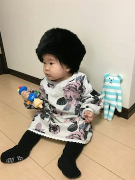 「9ヶ月」｜「アイテム（キャップ）」を使った、☆meimei☆さん（キッズ・70cm）の秋コーディネート