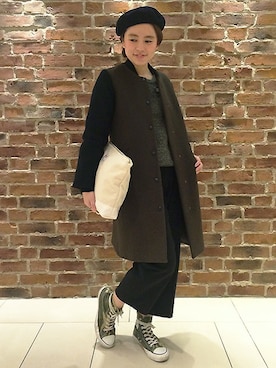 「コラボ」｜「アイテム（スタジャン）」を使った、さとちゃんさん（レディース・155cm）の秋コーディネート