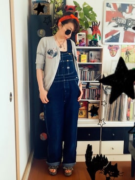 「ウェッジソール」｜「アイテム（オールインワン・サロペット）」を使った、ちゃけ＆まこさん（レディース・159cm）の夏コーディネート