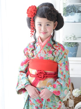 「アイテム（Yukata、ブルー系）」を使った、スノーイン大須キモノガールさんの冬コーディネート