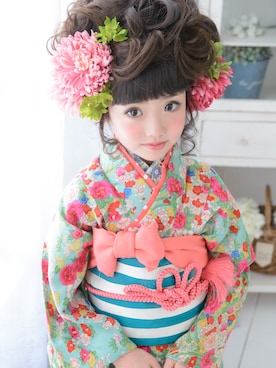 「アイテム（Yukata、ブルー系）」を使った、スノーイン大須キモノガールさんの冬コーディネート