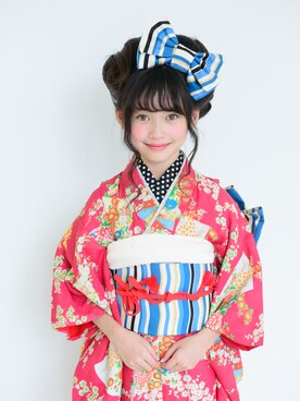 「7-74涼風（Yukata、ピンク系）」を使った、スノーイン大須キモノガールさんの冬コーディネート