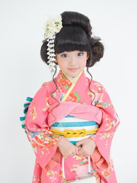 「7-93舞花（Yukata、ピンク系）」を使った、スノーイン大須キモノガールさんの冬コーディネート