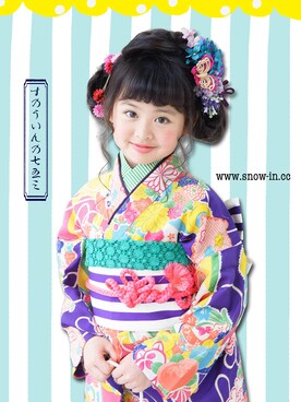 「アイテム（Yukata、パープル系）」を使った、スノーイン大須キモノガールさんの冬コーディネート