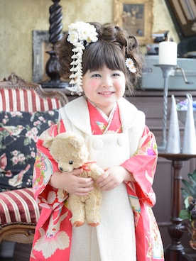 「被布」｜「アイテム（浴衣）」を使った、スノーイン大須キモノガールさん（キッズ・90cm）の冬コーディネート