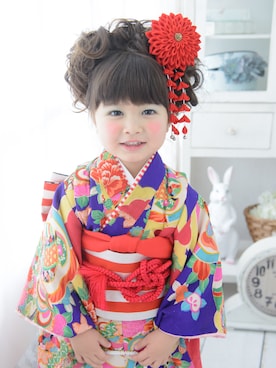 「3-76ありさ（Yukata、レッド系）」を使った、スノーイン大須キモノガールさんの冬コーディネート