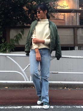 「ベルクロ」｜「アイテム（その他アウター）」を使った、minori nemotoさん（レディース・163cm）の秋コーディネート