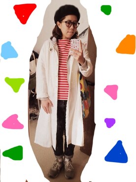 「お散歩」｜「アイテム（シャツワンピース）」を使った、セノマユさん（レディース・157cm）の冬コーディネート