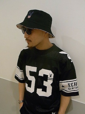 「schott（ショット）のアイテム（帽子）」を使った、senさん（メンズ・165cm）の春コーディネート