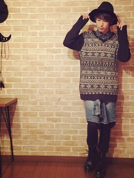 「EFFECTEN（エフェクテン）のアイテム（トップス）」を使った、koukiさん（メンズ・170cm・10代）の春コーディネート