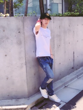 「EFFECTEN（エフェクテン）のアイテム（パンツ）」を使った、koukiさん（メンズ・170cm）の夏コーディネート
