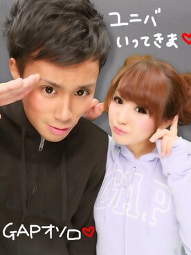 「GAP（ギャップ）のアイテム（その他アウター、パープル系）」を使った、みいにょんさん（レディース・149cm）の秋コーディネート