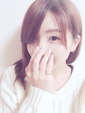 「earth music&ecology（アースミュージックアンドエコロジー）のアイテム（ニット/セーター、ホワイト系）」を使った、みいにょんさん（レディース・149cm）の冬コーディネート