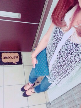 「GU（ジーユー）のアイテム（タンクトップ、ホワイト系）」を使った、みいにょんさん（レディース・149cm）の夏コーディネート