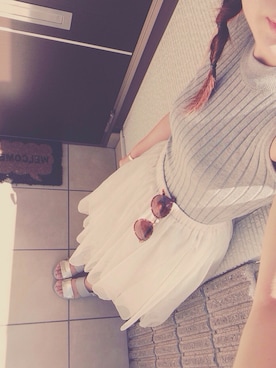 「CLOSE-UP（クローズアップ）のアイテム（タンクトップ、グレー系）」を使った、みいにょんさん（レディース・149cm）の夏コーディネート