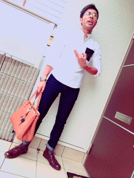 「GLOBAL WORK（グローバルワーク）のアイテム（シャツ/ブラウス、ホワイト系）」を使った、みいにょんさん（レディース・149cm）の秋コーディネート