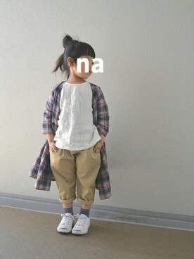 「Handmade（ハンドメイド）のアイテム（その他アウター）」を使った、nanana_さん（キッズ・100cm）の春コーディネート