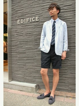 「EDIFICE（エディフィス）のアイテム（フォーマルスーツ/小物）」を使った、miuraさん（メンズ・176cm）の夏コーディネート