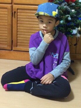 「MoL（モル）のアイテム（帽子）」を使った、MonkeyKOUさん（キッズ・120cm）の冬コーディネート