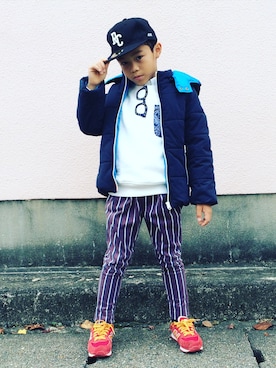 「フェリシモキッズ（フェリシモキッズ）のアイテム（パンツ）」を使った、MonkeyKOUさん（キッズ・120cm）の冬コーディネート