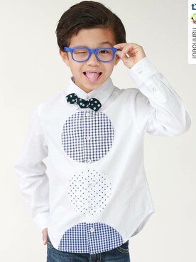 「Grand garcon（グランギャルソン）のアイテム（シャツ/ブラウス、ホワイト系）」を使った、MonkeyKOUさん（キッズ）の春コーディネート