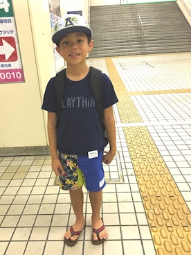 「SCOTCH & SODA（スコッチ アンド ソーダ）のアイテム（キャップ）」を使った、MonkeyKOUさん（キッズ・125cm）の夏コーディネート