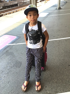 「SCOTCH & SODA（スコッチ アンド ソーダ）のアイテム（キャップ）」を使った、MonkeyKOUさん（キッズ・125cm）の夏コーディネート
