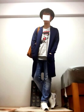 しまむら シマムラ のカーディガン ボレロ ブルー系 を使ったメンズ人気ファッションコーディネート Wear