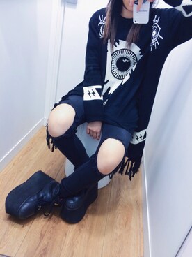 「UNIF（ユニフ）のアイテム（その他アウター）」を使った、feifeiさん（レディース・160cm）の秋コーディネート