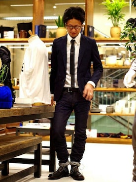 「HAMNETT（ハムネット）のアイテム（ブーツ）」を使った、noroさん（メンズ・168cm）の春コーディネート