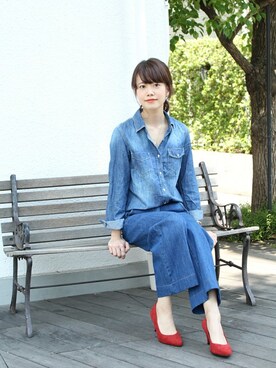 「アイテム（パンプス、オレンジ系）」を使った、SESTOさん（レディース・158cm）の秋コーディネート