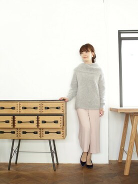 「ボリュームニット」｜「アイテム（パンプス）」を使った、SESTOさん（レディース・158cm）の秋コーディネート