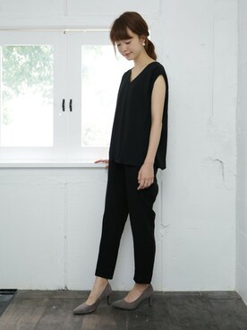 「SESTO（セスト）の7cmヒール美脚ポインテッドトゥパンプス（パンプス）」を使った、SESTOさん（レディース・158cm）の秋コーディネート