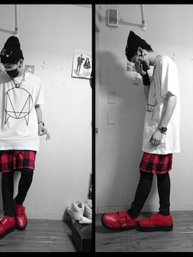 「赤チェック」｜†chaiboy†さん（メンズ・175cm）の春コーディネート