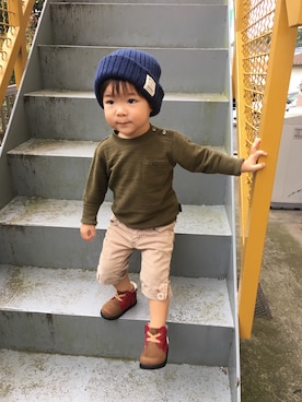 「2歳3ヶ月」｜「アイテム（チノパンツ）」を使った、juriさん（キッズ・90cm）の秋コーディネート