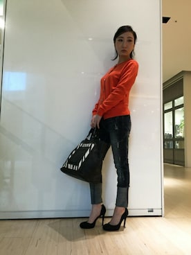 「アイテム（カーディガン/ボレロ、オレンジ系）」を使った、Desert Rose_staff150さん（レディース・154cm）の冬コーディネート