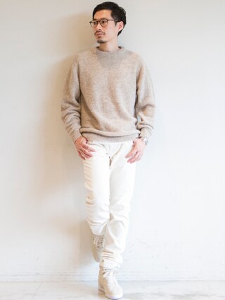 Masaki Meguro使用「BEAUTY&YOUTH UNITED ARROWS（BY アルパカ リングヤーン クルーネックニット）」的時尚穿搭