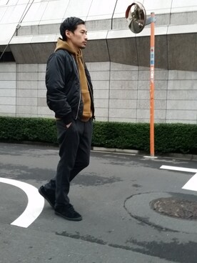 「YAECA」｜「アイテム（ブルゾン）」を使った、Masaki Meguroさん（メンズ・171cm）の冬コーディネート