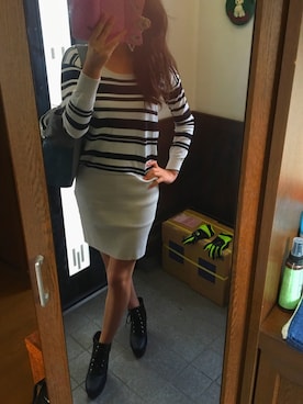 「CECIL McBEE（セシルマクビー）のアイテム（ワンピース、ホワイト系）」を使った、ももかさん（レディース・173cm）の秋コーディネート