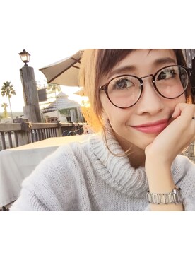 「リップ」｜「アイテム（アクセサリー）」を使った、ZUさん（レディース・157cm）の秋コーディネート