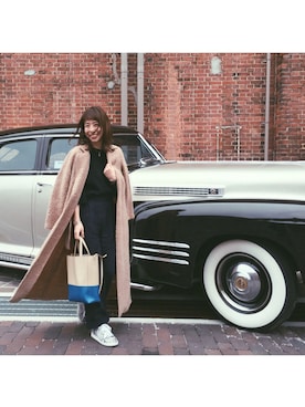 「CELINE」｜「アイテム（ステンカラーコート）」を使った、ZUさん（レディース・157cm）の冬コーディネート