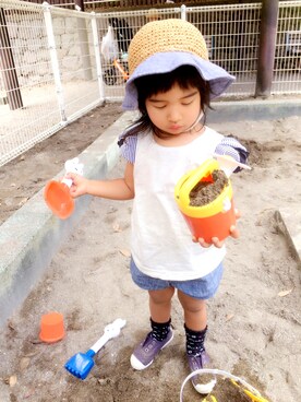 「RAGMART（ラグマート）のアイテム（ハット）」を使った、k.rimuさん（キッズ・90cm）の夏コーディネート