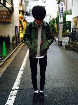 「N.HOOLYWOOD」｜「アイテム（その他シューズ）」を使った、ぱんださん（メンズ・174cm）の冬コーディネート