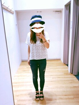 「SEVENDAYS=SUNDAY（セブンデイズサンデイ）のアイテム（ハンチング/ベレー帽）」を使った、himawariさん（レディース・158cm）の夏コーディネート