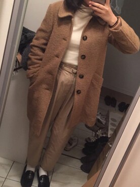 「ROPE' PICNIC（ロペピクニック）のアイテム（ステンカラーコート）」を使った、nanaさん（レディース・160cm）の冬コーディネート