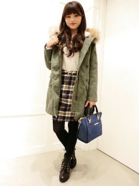 「Heather（ヘザー）のアイテム（モッズコート）」を使った、sachiさん（レディース・154cm）の秋コーディネート