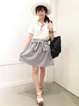 「Heather（ヘザー）のアイテム（帽子）」を使った、sachiさん（レディース・154cm）の夏コーディネート