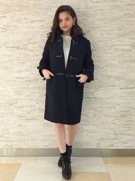 「レースアップシューズ」｜「アイテム（ダッフルコート）」を使った、sachiさん（レディース・154cm）の冬コーディネート