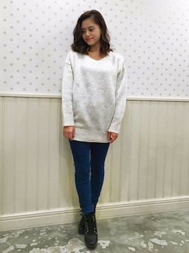 「ロングニット」｜sachiさん（レディース・154cm）の冬コーディネート